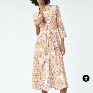NWT Zara printed shirt dress XS